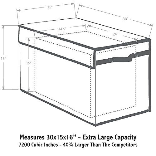  [아마존베스트]Great Useful Stuff | Bigger, Sturdier Toy Chest | Collapsible with Flip-Top Lid, Large, Ivory 600 Denier | Extra Tough