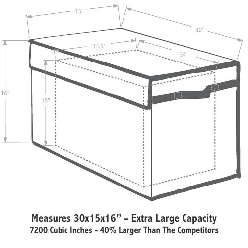  [아마존베스트]Great Useful Stuff | Bigger, Sturdier Toy Chest | Collapsible with Flip-Top Lid, Large, Ivory 600 Denier | Extra Tough