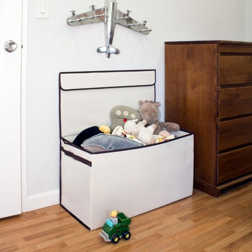  [아마존베스트]Great Useful Stuff | Bigger, Sturdier Toy Chest | Collapsible with Flip-Top Lid, Large, Ivory 600 Denier | Extra Tough