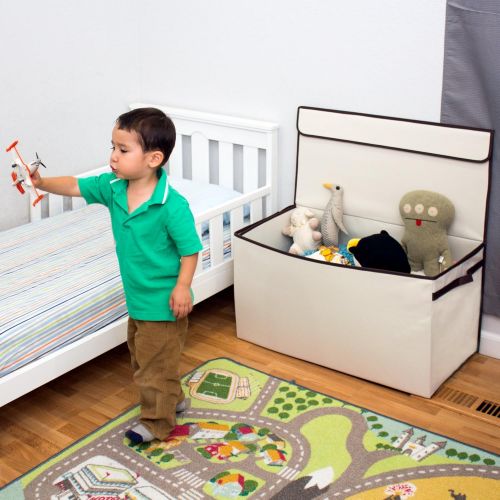  [아마존베스트]Great Useful Stuff | Bigger, Sturdier Toy Chest | Collapsible with Flip-Top Lid, Large, Ivory 600 Denier | Extra Tough