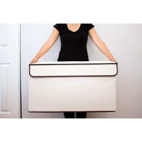  Great Useful Stuff | Bigger, Sturdier Toy Chest | Collapsible with Flip-Top Lid, Large, Ivory 600 Denier | Extra Tough