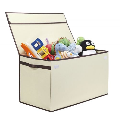  Great Useful Stuff | Bigger, Sturdier Toy Chest | Collapsible with Flip-Top Lid, Large, Ivory 600 Denier | Extra Tough