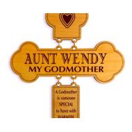 GreatDecorativeCross Personalized Cross for Godmother - Christmas Godparent Gift from Godson - Goddaughter - Birthday Gifts