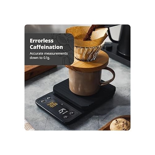  Greater Goods Digital Accurate Coffee Scale for Pour-Over Maker, with Timer for Great French Press and General Kitchen Use, (Onyx Black)