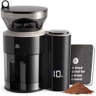 Greater Goods Burr Coffee Grinder with Built-in Coffee Scale, Onyx Black