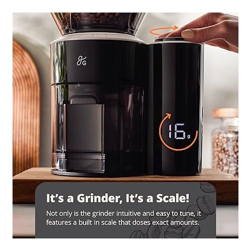  Greater Goods Burr Coffee Grinder with Built-in Coffee Scale, Onyx Black