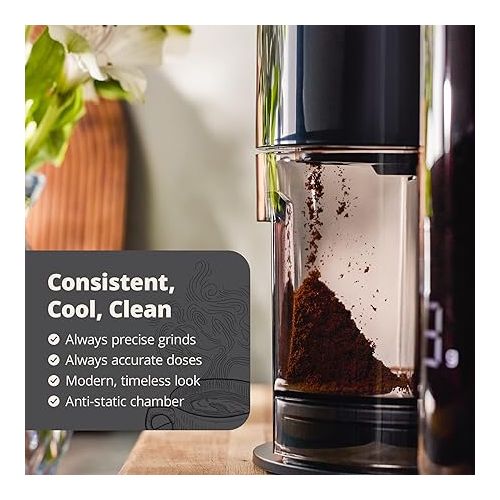  Greater Goods Burr Coffee Grinder with Built-in Coffee Scale, Onyx Black