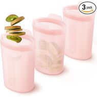 Greater Goods Reusable Silicone Containers for Food Storage, BPA- Free, Microwave, and Oven Safe, Pink, 16 Oz (1 Set of 3)