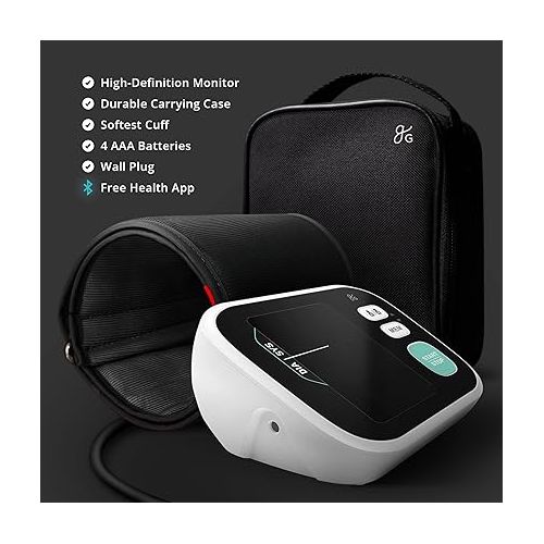  Greater Goods Premium Digital Bluetooth Blood Pressure Monitor for Home Use, Multicolor Large Screen, Black