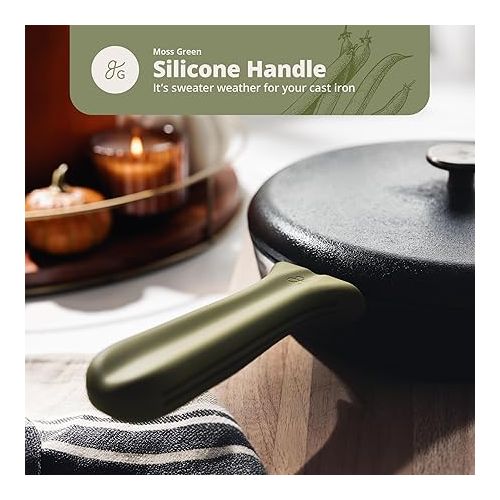  Greater Goods Silicone Handle Cover Designed for Greater Goods Cast Iron Skillet and Griddle, Moss Green