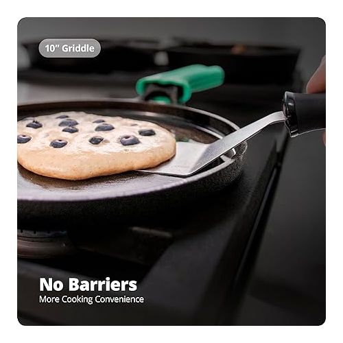  Greater Goods Cast Iron Griddle with Organically Pre-Seasoned Surface, 10-inch, Father's Day Gift for Your Culinary Hero