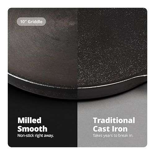  Greater Goods Cast Iron Griddle with Organically Pre-Seasoned Surface, 10-inch, Father's Day Gift for Your Culinary Hero