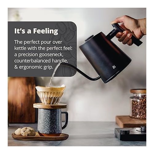  Greater Goods Electric Gooseneck Kettle with a Counterbalanced Handle, 1200 Watt (Onyx Black), A Gift for Dad to Master the Art of Brewing