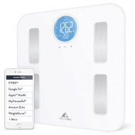 Greater Goods Weight Gurus Wifi Smart Connected Body Fat Scale with Large Backlit LCD (White + Stainless) (Off-white)