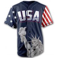 Greater Half Custom Baseball Jersey Button Down USA Blue America #1 (Small-4XL)