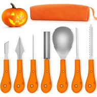 Greatever Halloween Pumpkin Carving Kit,Professional and Heavy Duty Stainless Steel Tools,Pumpkin Carving Set with Carrying Case(7pcs)