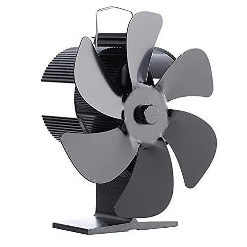  Greatown 6 Propeller Stove Fan Heat Powered Wood/Log Burner Fan, Eco Friendly Heat Circulation Fireplace Fan Silent Efficient Heat Distribution Fan(Black)