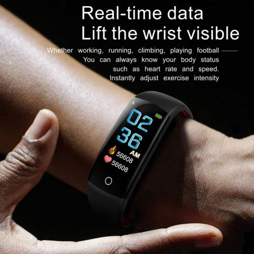  Greaty Smart Armband, IP68 Wasserdicht Fitness-Tracker Herzfrequenz-berwachung Blutdruckmessgerat Schlafueberwachung Pedometer,Black