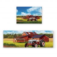 Greday Kitchen Rugs, Non Slip Mat Kitchen Rug Set 2 Piece American Traditional Country Farm 23.6x35.4+23.6x70.9