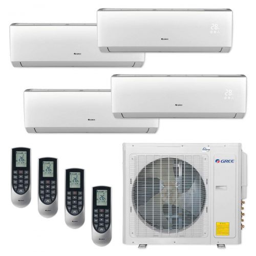  Gree MULTI30CVIR400-30,000 BTU Multi21+ Quad-Zone Wall Mount Mini Split Air Conditioner Heat Pump 208-230V (9-9-9-9)