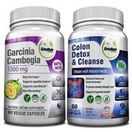 GreeNatr Colon Cleanser Detox for Weight Loss & Garcinia Cambogia Extract 1000mg Bundle - 14 Day Diet Pills,...