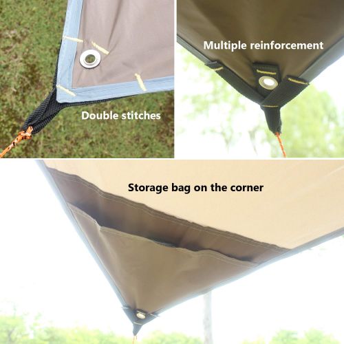  Green summery life Large Tent Tarp 18.04x18.37 ft 5-8 Person Lightweight Shelter Tent Sun Shade Awning Canopy with Tarp Poles, Ripstop Portable Waterproof Sun-Proof for Camping Hiking Fi