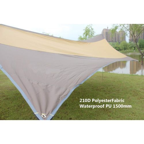  Green summery life Large Tent Tarp 18.04x18.37 ft 5-8 Person Lightweight Shelter Tent Sun Shade Awning Canopy with Tarp Poles, Ripstop Portable Waterproof Sun-Proof for Camping Hiking Fi