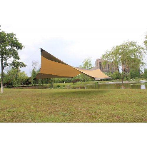  Green summery life Large Tent Tarp 18.04x18.37 ft 5-8 Person Lightweight Shelter Tent Sun Shade Awning Canopy with Tarp Poles, Ripstop Portable Waterproof Sun-Proof for Camping Hiking Fi
