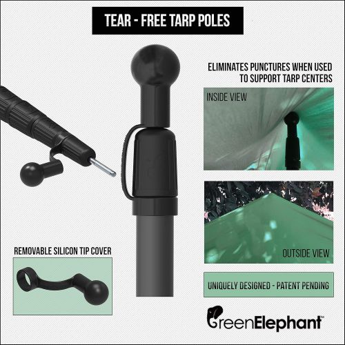  Green Elephant Telescoping Tarp Poles Set of 2  Adjustable Aluminum Rods for Tents and Tarps  Awning Poles for Camping, Backpacking, Hiking, More  Portable, Lightweight Replacem