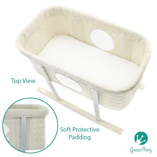  Green Frog Baby Bassinet Cradle Includes Gentle Rocking Feature, Great for Newborns and Infants Safe Mattress...