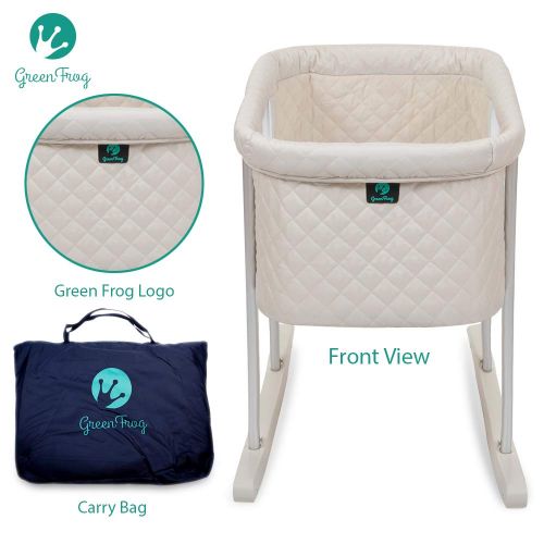  Green Frog Baby Bassinet Cradle Includes Gentle Rocking Feature, Great for Newborns and Infants Safe Mattress...