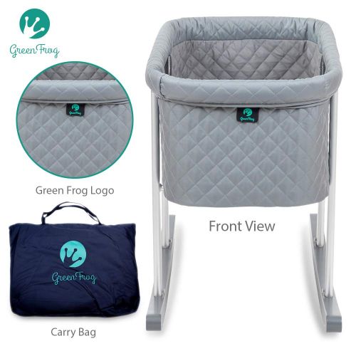  Green Frog Baby Bassinet Cradle Includes Gentle Rocking Feature, Great for Newborns and Infants Safe Mattress...