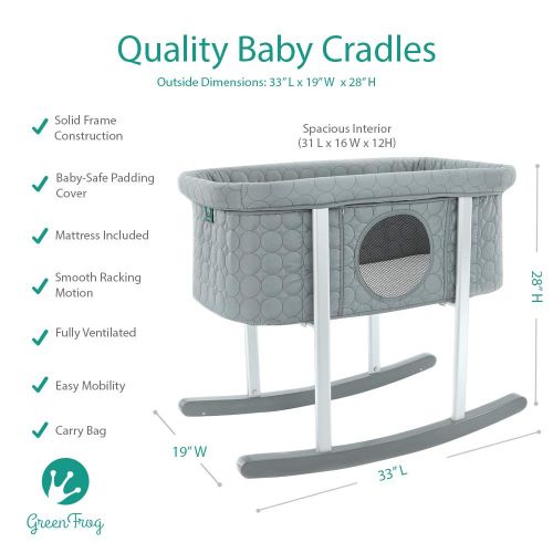  Green Frog Baby Bassinet Cradle Includes Gentle Rocking Feature, Great for Newborns and Infants Safe Mattress...