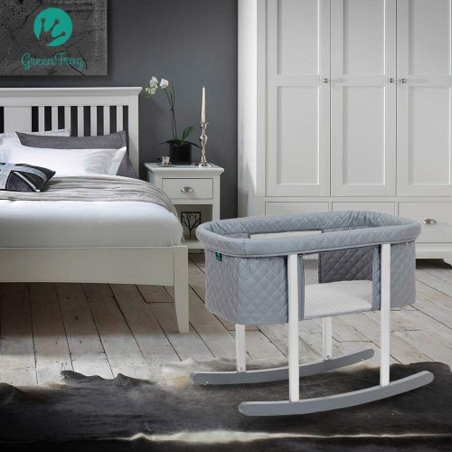  Green Frog Baby Bassinet Cradle Includes Gentle Rocking Feature, Great for Newborns and Infants Safe Mattress...