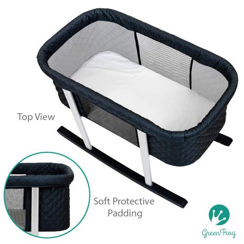  Green Frog Baby Bassinet Cradle Includes Gentle Rocking Feature, Great for Newborns and Infants Safe Mattress Includes wheels for...