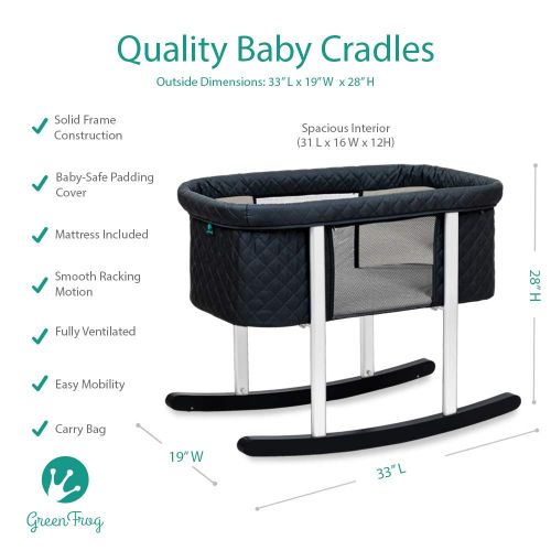  Green Frog Baby Bassinet Cradle Includes Gentle Rocking Feature, Great for Newborns and Infants Safe Mattress Includes wheels for...