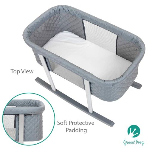  Green Frog Baby Bassinet Cradle Includes Gentle Rocking Feature, Great for Newborns and Infants Safe Mattress Includes wheels for...