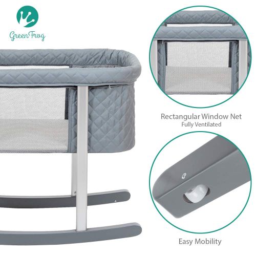  Green Frog Baby Bassinet Cradle Includes Gentle Rocking Feature, Great for Newborns and Infants Safe Mattress Includes wheels for...