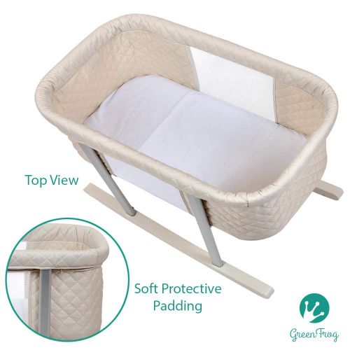  Green Frog Baby Bassinet Cradle Includes Gentle Rocking Feature, Great for Newborns and Infants Safe Mattress Includes wheels for...