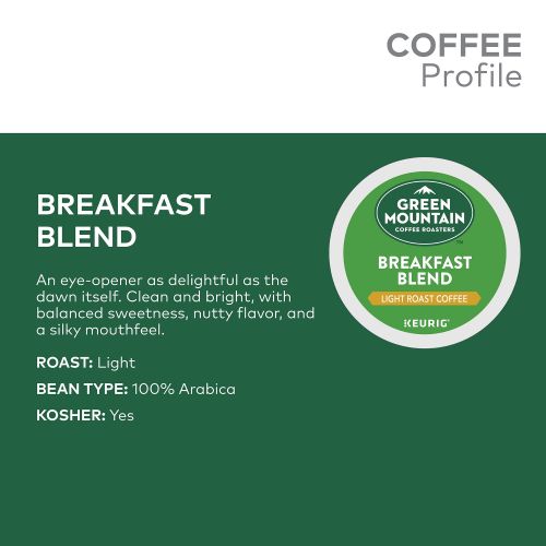  Green Mountain Coffee Breakfast Blend, Keurig K-Cup Pods, Light Roast, 48 Count