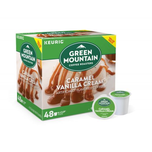  Green Mountain Coffee Caramel Vanilla Cream, Flavored Keurig K-Cup Pods, Light Roast, 48 Count