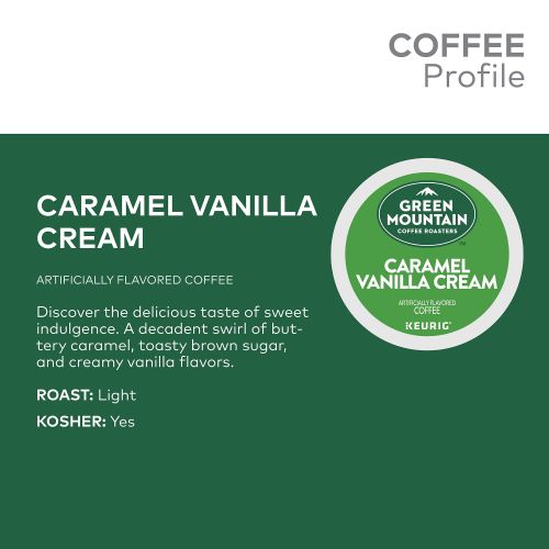  Green Mountain Coffee Caramel Vanilla Cream, Flavored Keurig K-Cup Pods, Light Roast, 48 Count