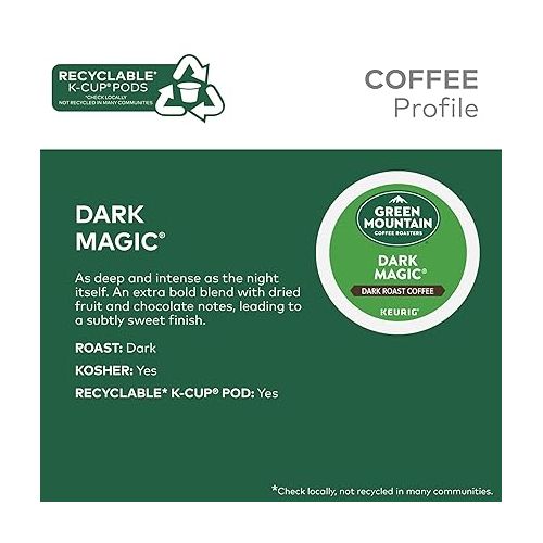  Green Mountain Coffee Roaster Dark Magic Keurig Single-Serve K-Cup Pods, Dark Roast Coffee, 32 Count