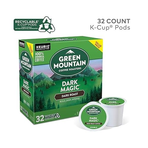  Green Mountain Coffee Roaster Dark Magic Keurig Single-Serve K-Cup Pods, Dark Roast Coffee, 32 Count