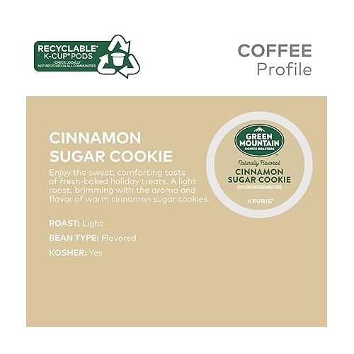  Green Mountain Coffee Roasters Cinnamon Sugar Cookie Coffee, Keurig Single Serve K-Cup Pods, 60 Count