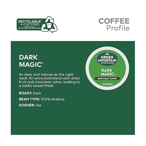  Green Mountain Coffee Roasters Dark Magic Keurig Single-Serve K-Cup Pods, Dark Roast Coffee, 72 Count (6 Packs of 12)