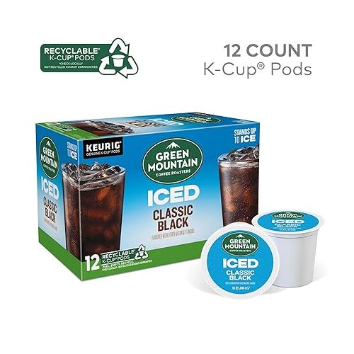  Green Mountain Coffee Roasters ICED Classic Black, Single Serve Keurig K-Cup Pods, Medium Roast Iced Coffee, 72 Count (6 Packs of 12)