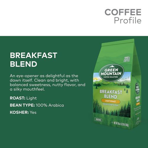  Green Mountain Coffee Roasters Breakfast Blend, Ground Coffee, Light Roast, Bagged 18 oz