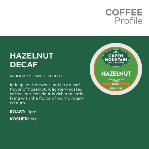  Green Mountain Coffee Roasters Hazelnut, Single Serve Coffee K-Cup Pod, Decaf, 72