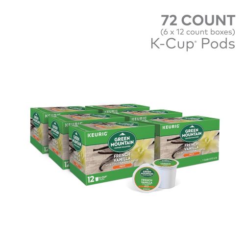  Green Mountain Coffee Roasters French Vanilla Decaf Keurig Single-Serve K-Cup Pods, Light Roast Coffee, 72 Count (6 Boxes of 12 Pods)